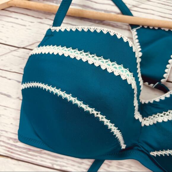 Shade & Shore blue green stitched edge bikini top - Picture 5 of 12
